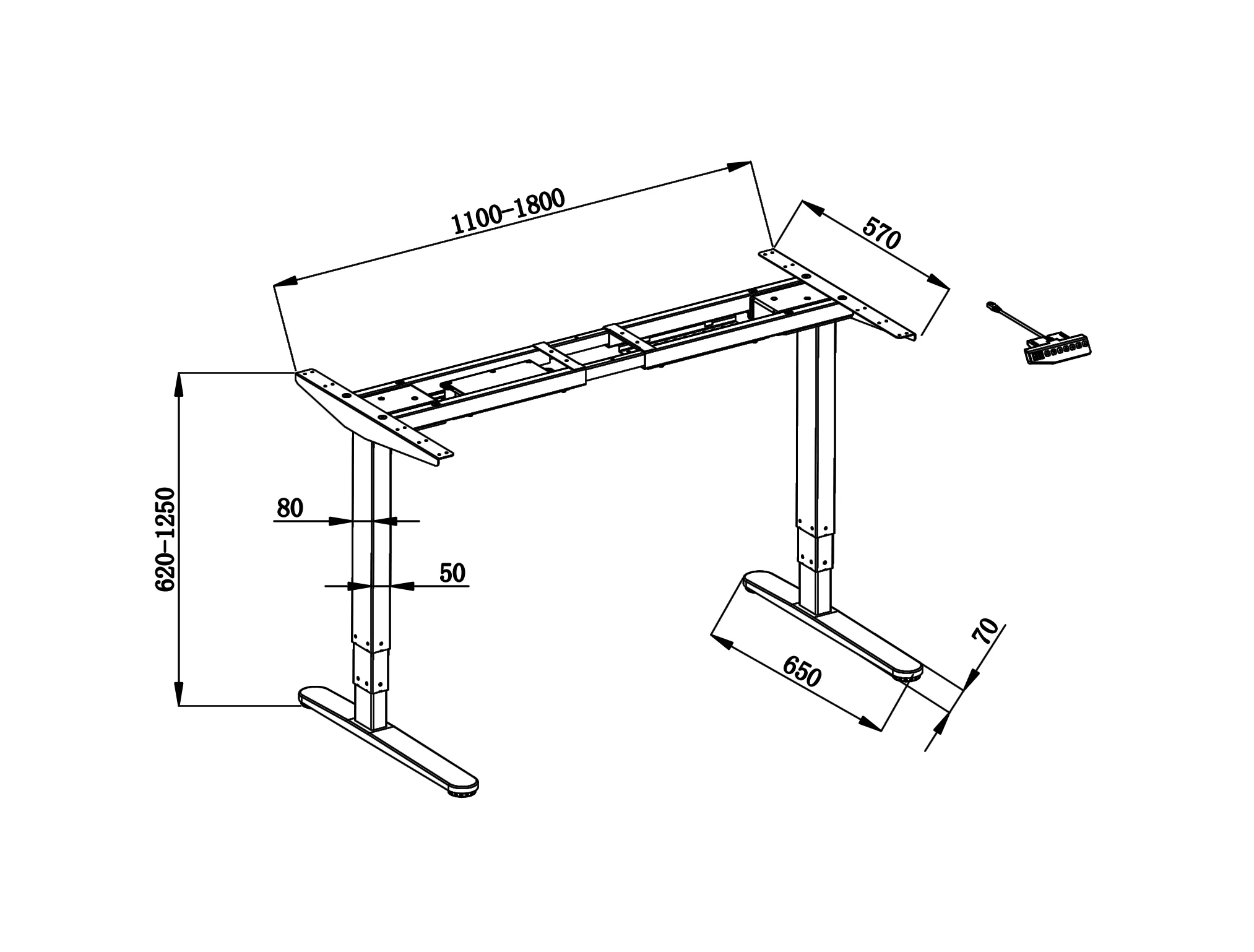 Arise Basix 3 Stage Rectangle Desk - Image 4